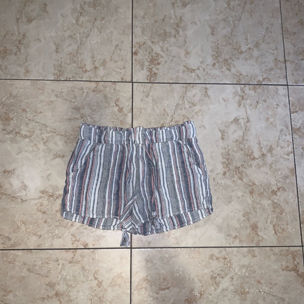 Blue, white, and pink stripped shorts